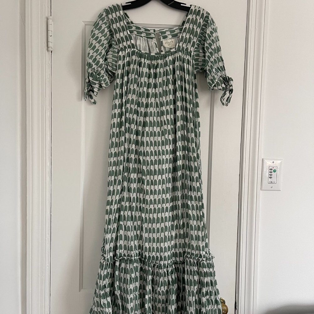 MIRTH green printed maxi dress - Size small - tie sleeve